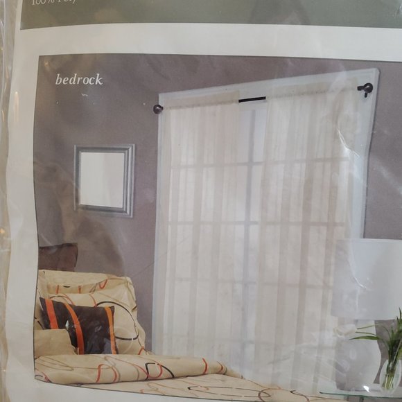 Tan Window Panel with Embroidery Design - Picture 2 of 3